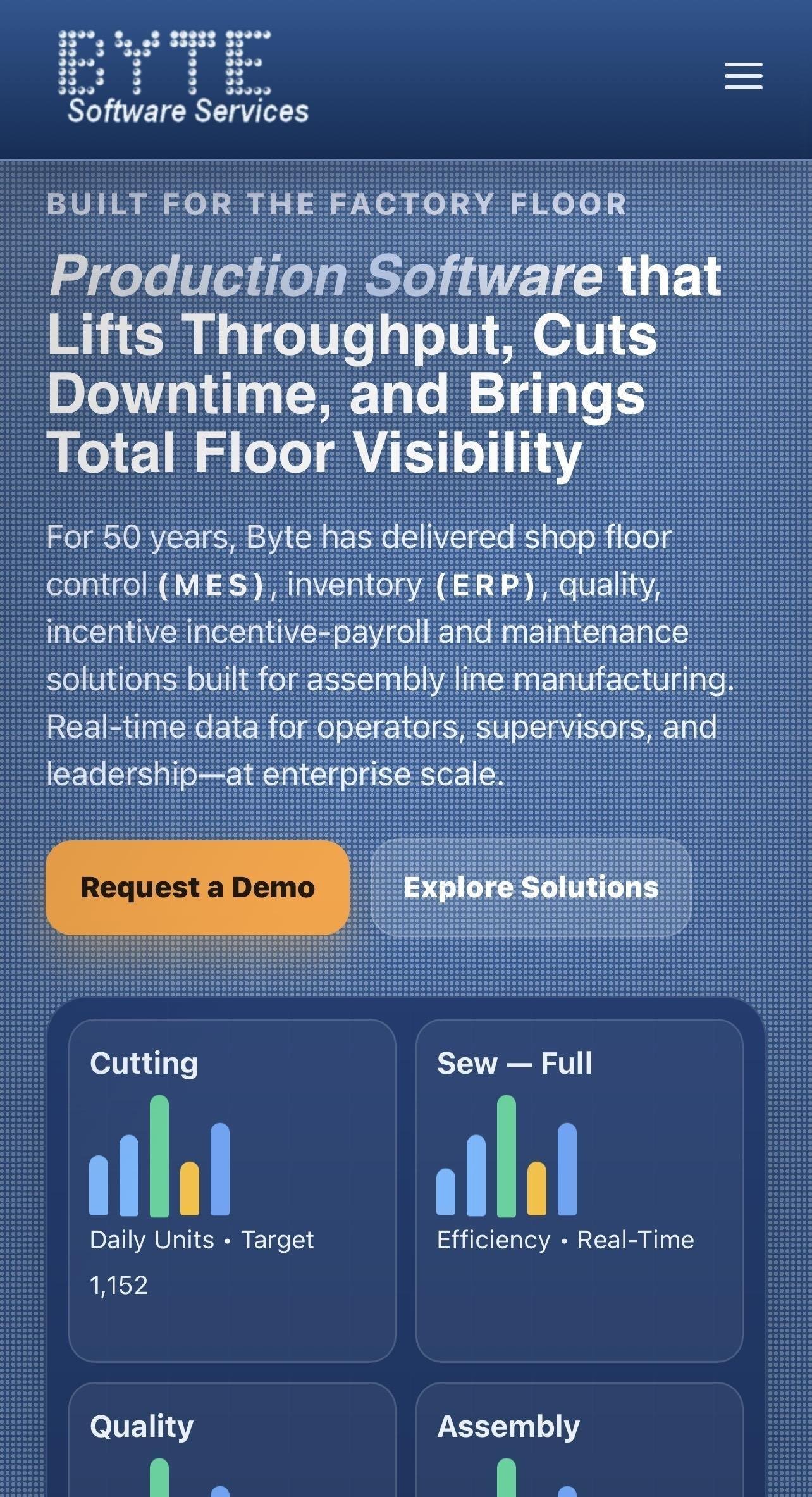 BYTE Software Services website mobile view designed by MooseWeb