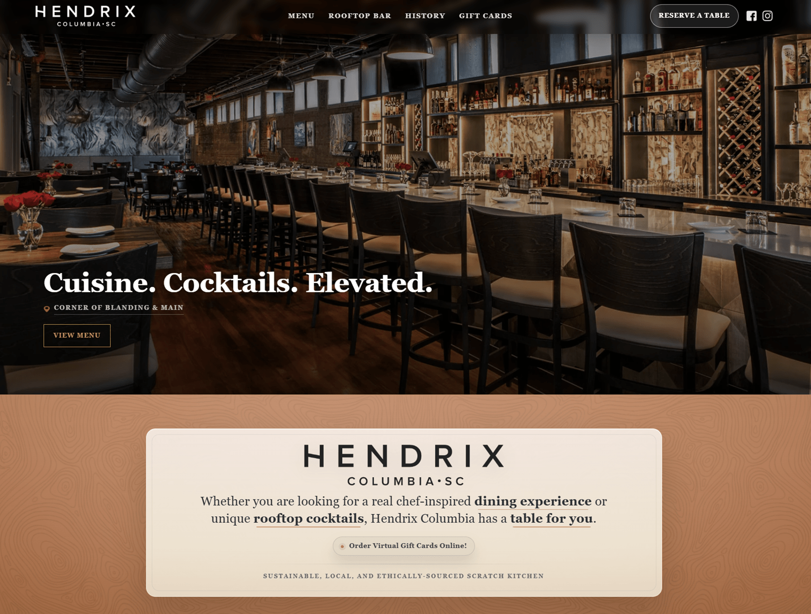 Hendrix website desktop view designed by MooseWeb
