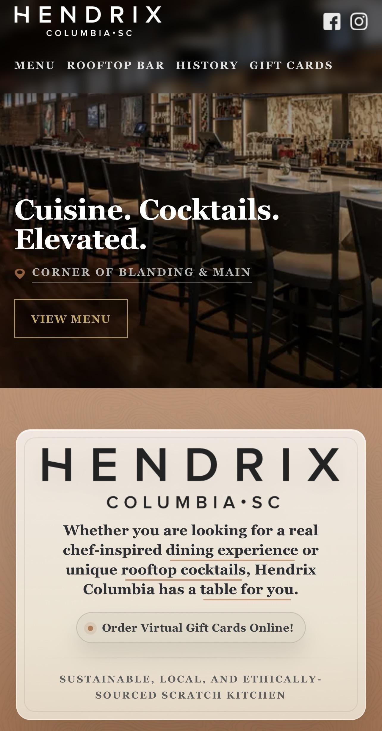 Hendrix website mobile view designed by MooseWeb