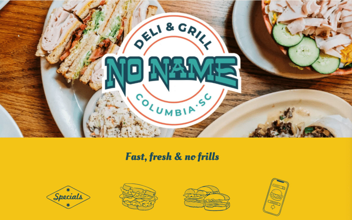 No Name Deli website desktop view designed by MooseWeb