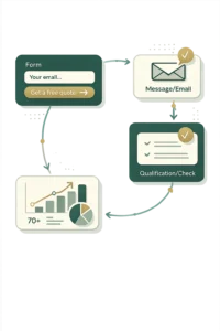 Website lead capture and business workflow illustration
