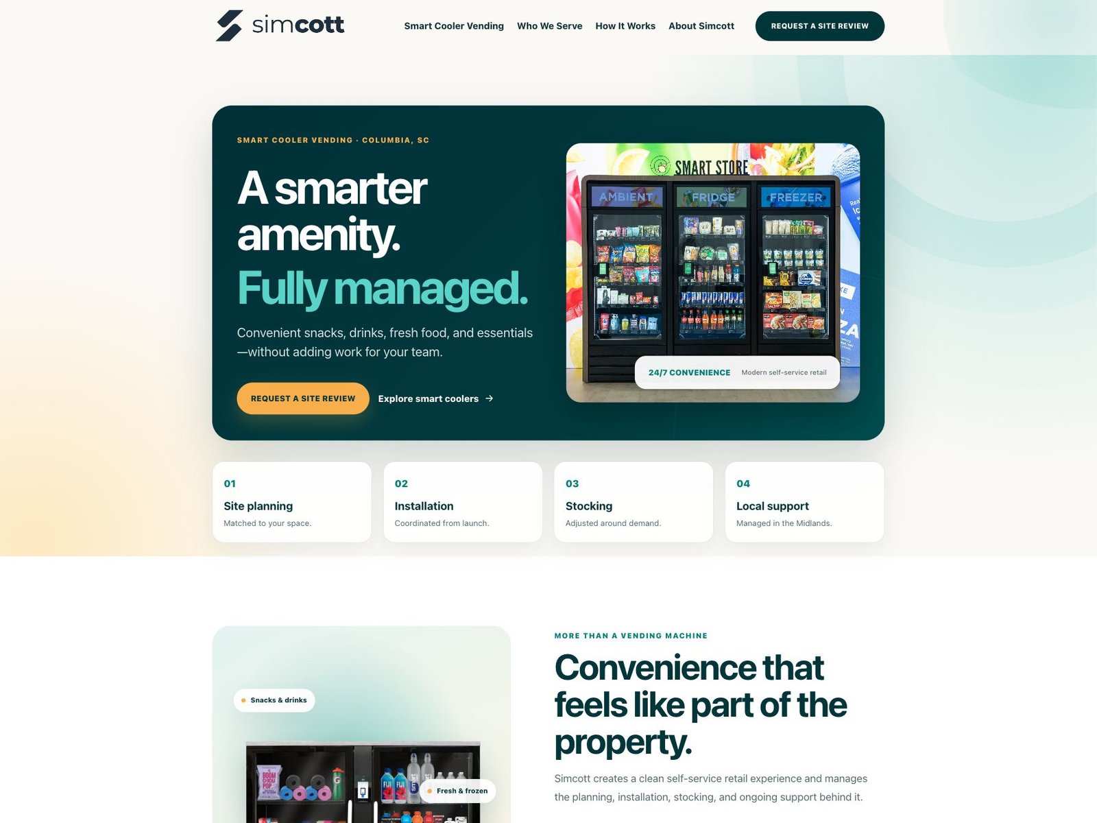 Simcott website desktop view designed by MooseWeb