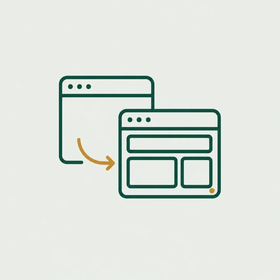 Modern website redesign and controlled migration illustration